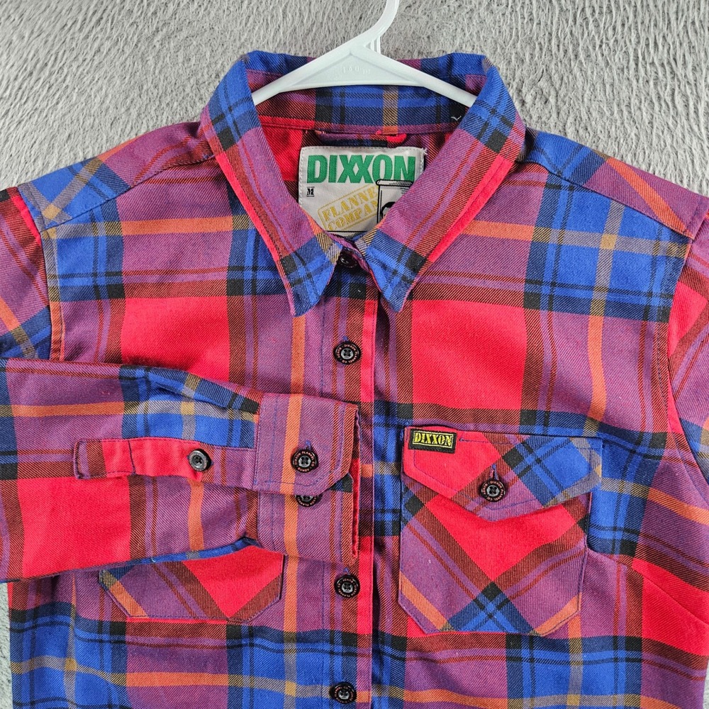 Dixxon Flannel Co Bundy Red Blue Purple Plaid D-Tech Button Up Shirt Mens Medium